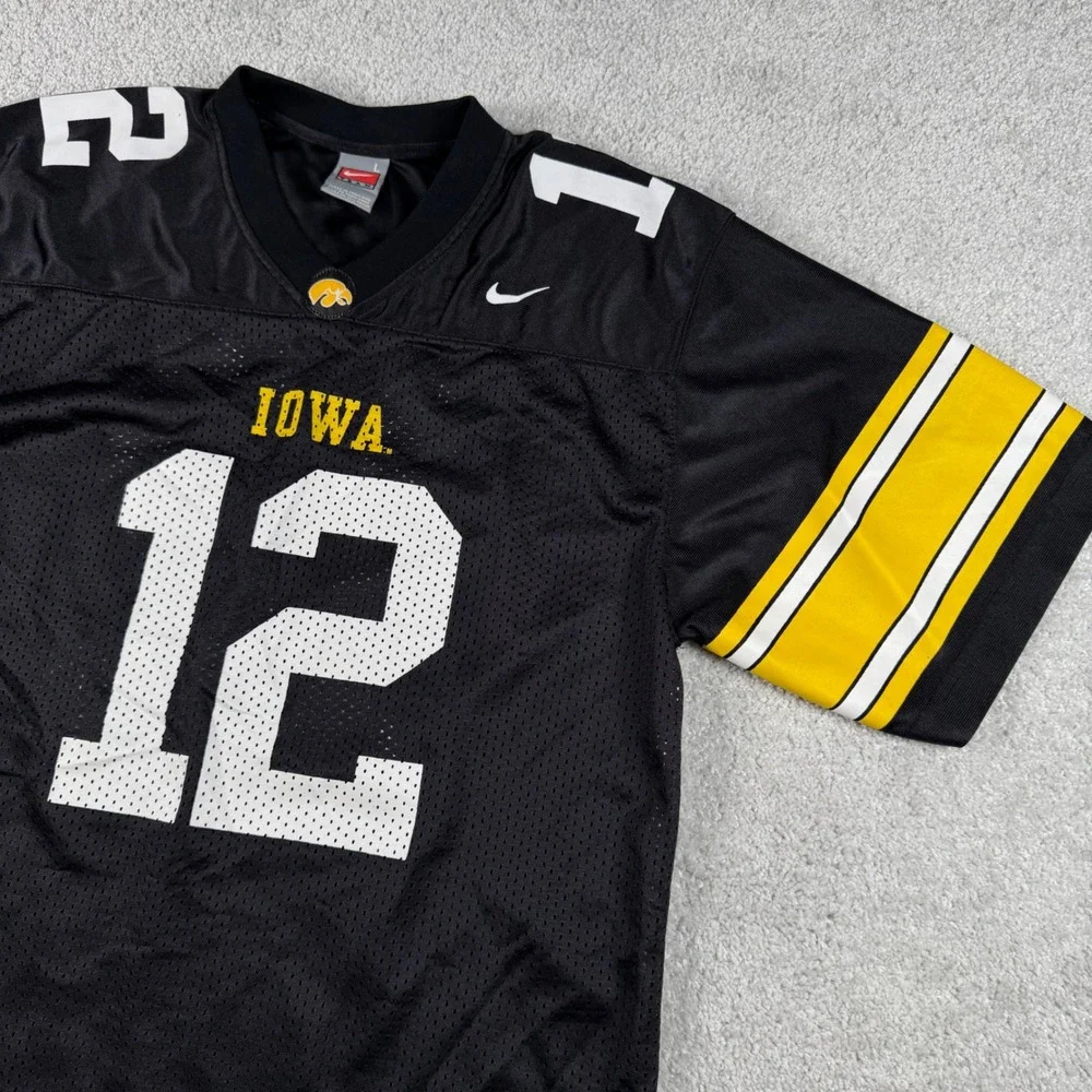 Iowa Hawkeyes Kids Football Jersey YOUTH L Black #12 Hawks Mesh Nike NCAA